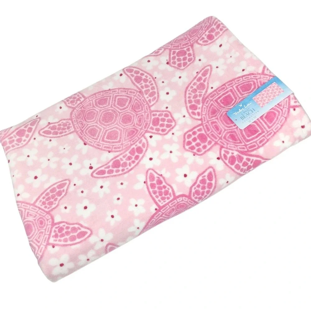 Truly Lou Collection Oversize Cotton Spa Pool Beach Towel Turtle Pink 36x72in